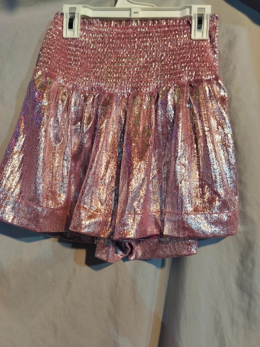 Iridescent Pink Metallic Skater Skirt-Shorts